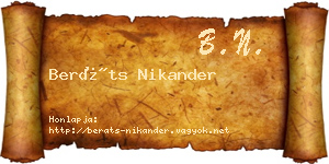 Beráts Nikander névjegykártya